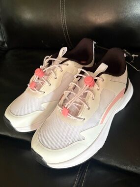 Athletic Works White and Pink Kids Shoes with Easy-Toggle Laces